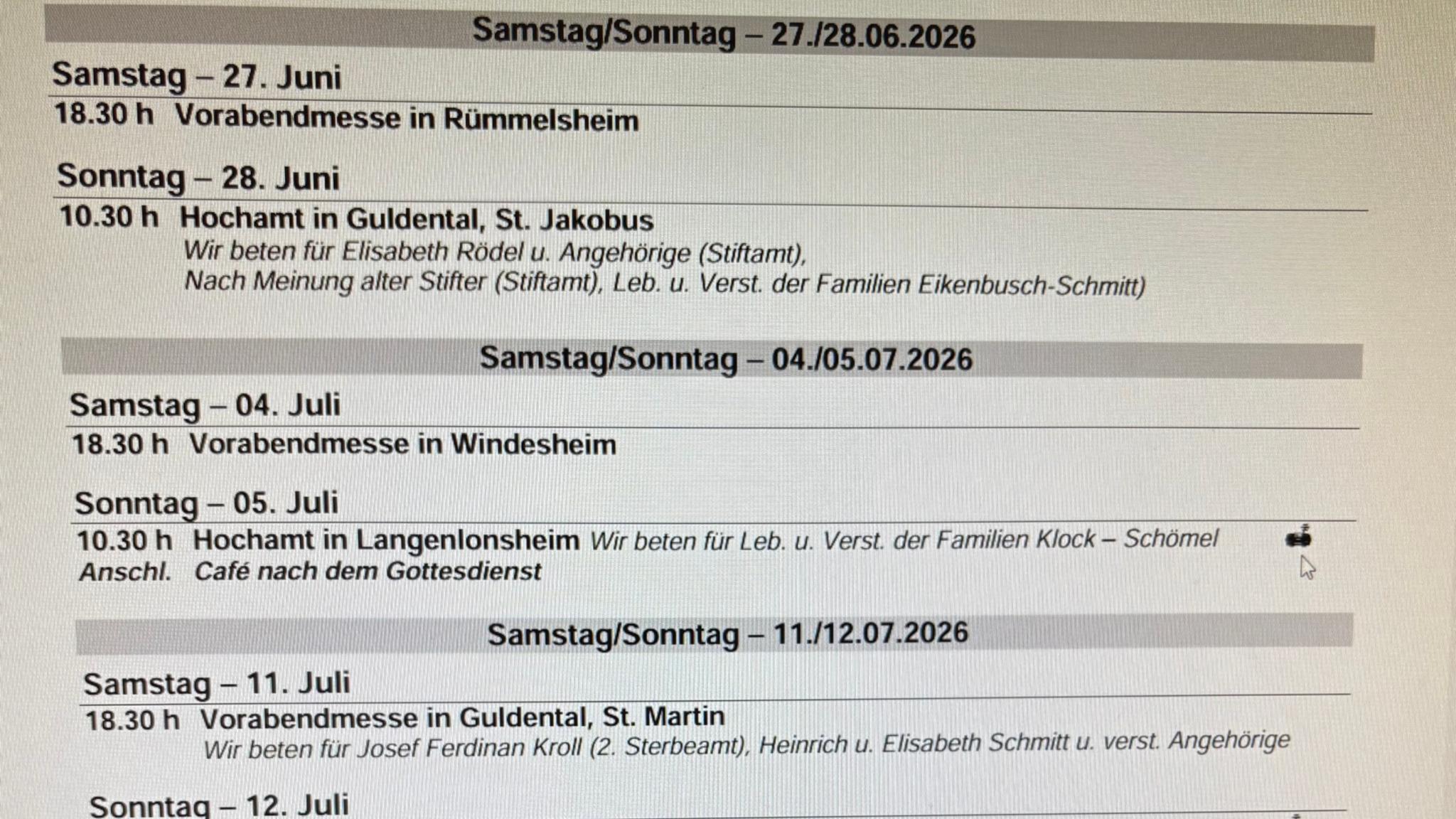 neue Gottesdienstordnung
